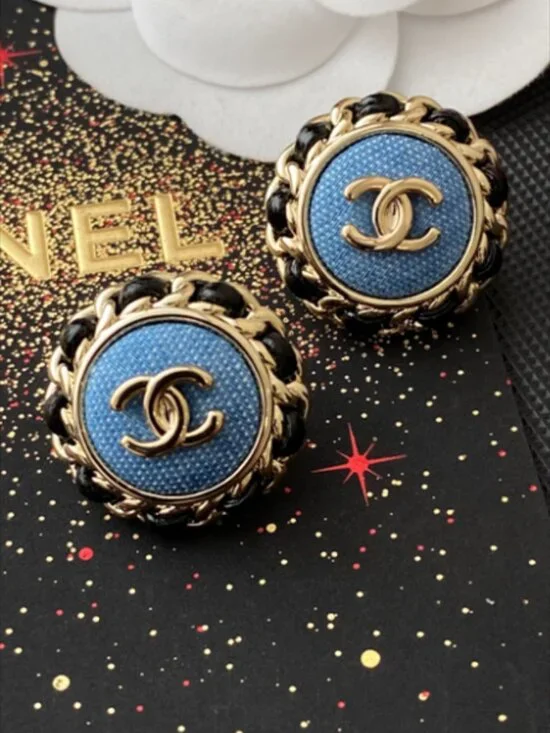 ✨ Chanel Denim Stud Earrings ✨ - Picture 2 of 5